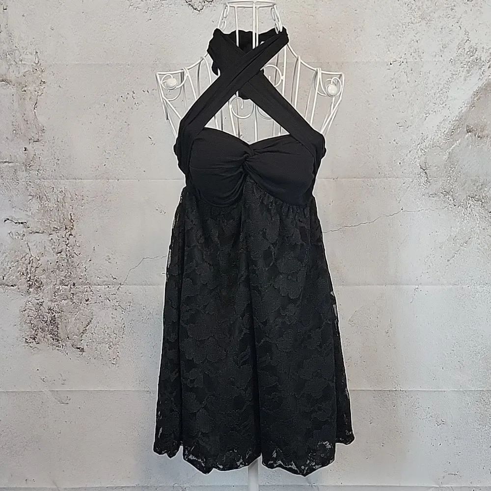 Twentyone black lace mini halter dress Women's Size M